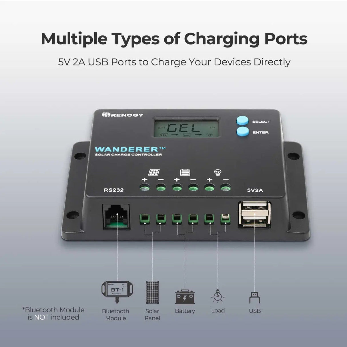 Wanderer 10A PWM Charge Controller with BT1