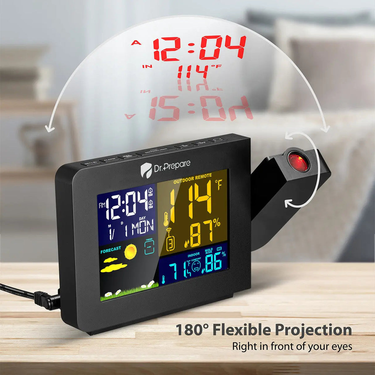 Dr. Prepare Projection Alarm Clock 002 DPWS-OUT-002-US