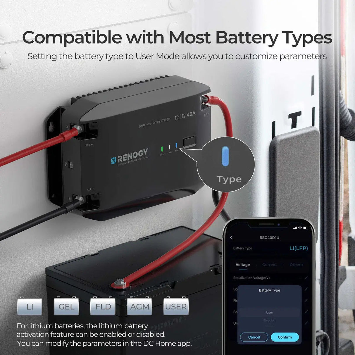 12V 20A/40A DC to DC Battery Charger