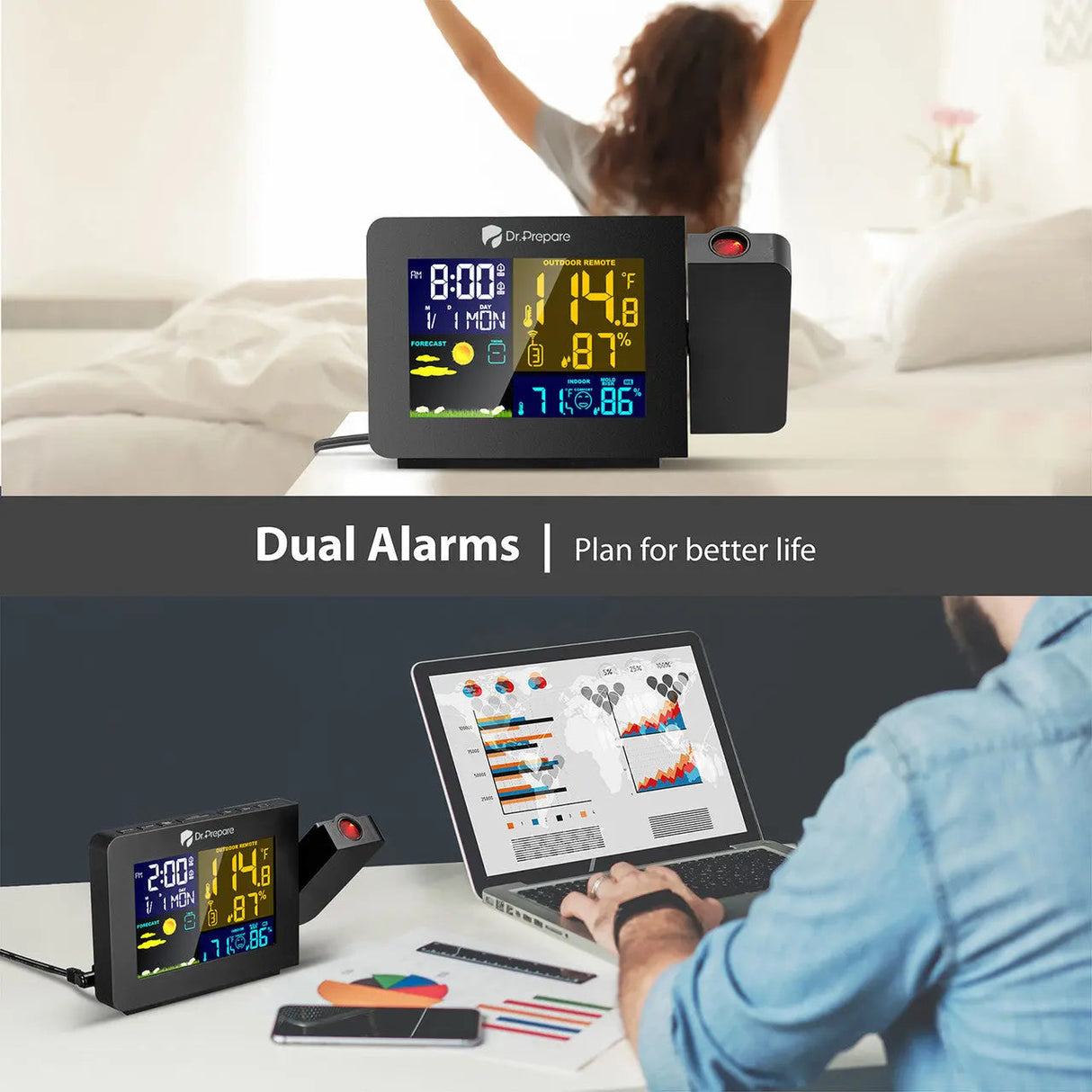 Dr. Prepare Projection Alarm Clock 002 DPWS-OUT-002-US