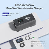 REGO 12V 3000W Pure Sine Wave Inverter Charger w/ LCD Display