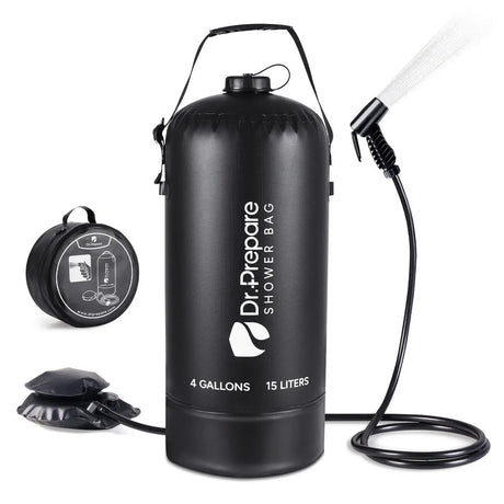 Dr.Prepare 15L Portable Camping Shower Kit with Foot Pump