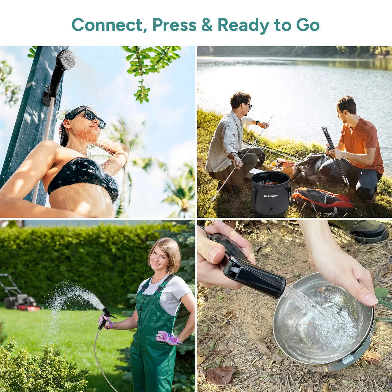 Dr.Prepare 15L Portable Camping Shower Kit with Foot Pump