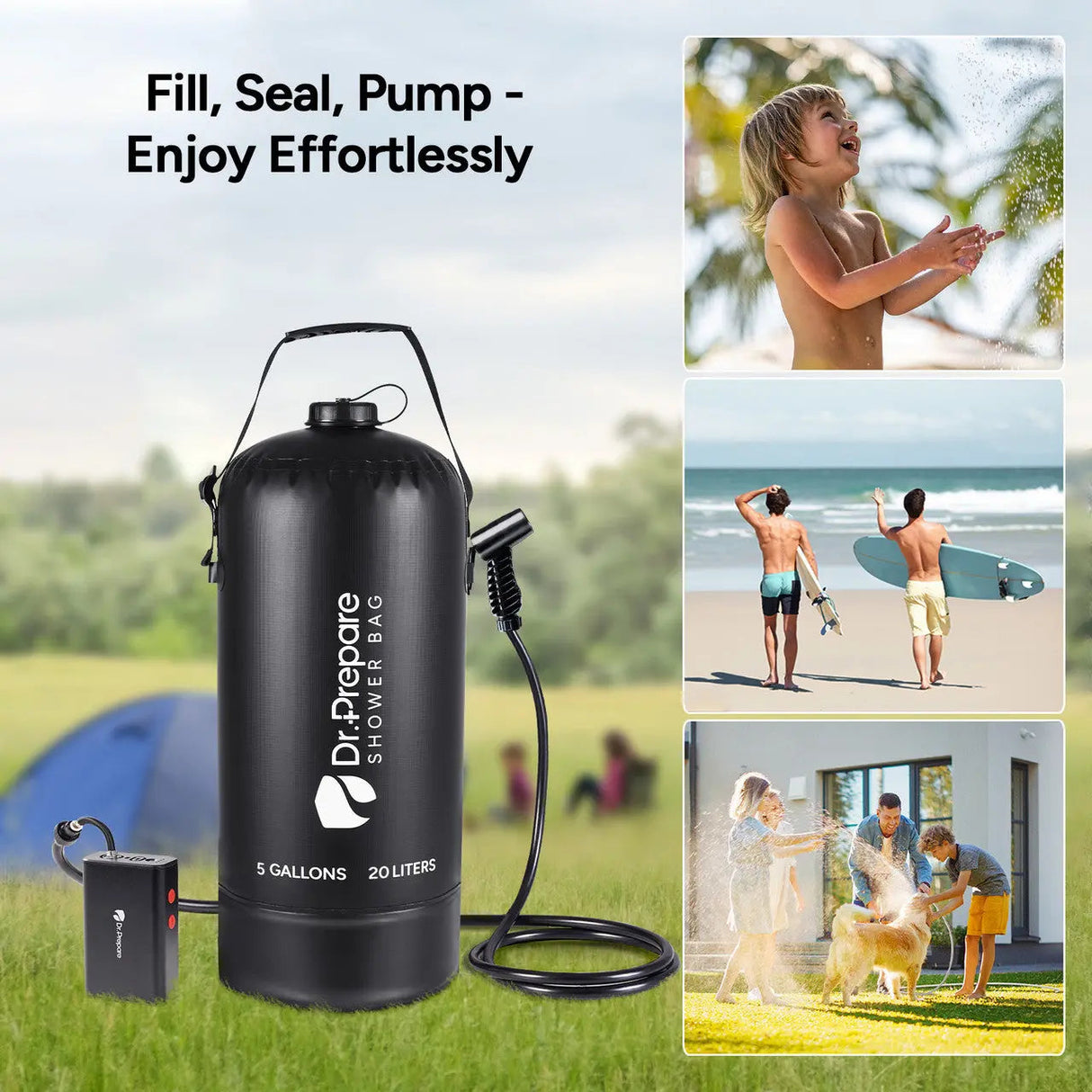 Dr.Prepare 15L/20L Camping Shower Bag (4 Gallons/5 Gallons)