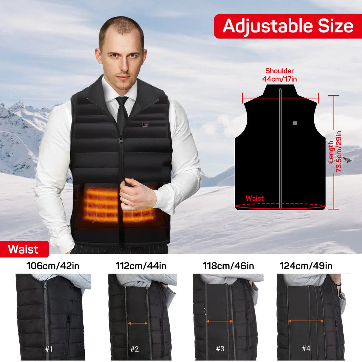 Dr.Prepare Unisex Heated Vest - 6 Heating Zones & Plus Size