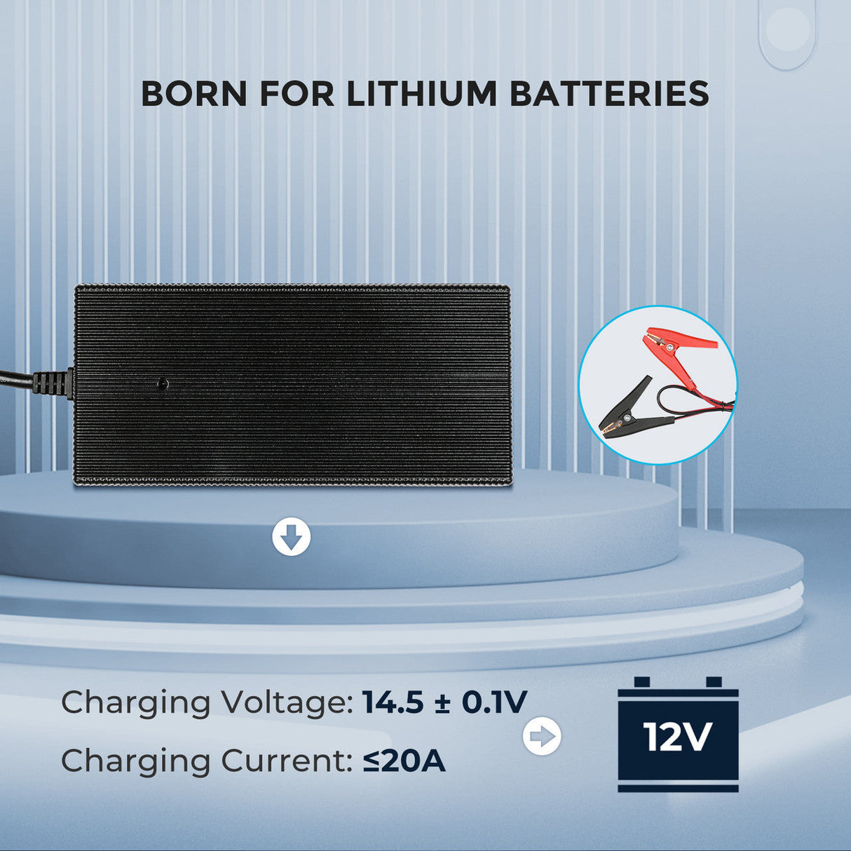12V 20A/24V 10A AC-to-DC LFP Portable Battery Charger