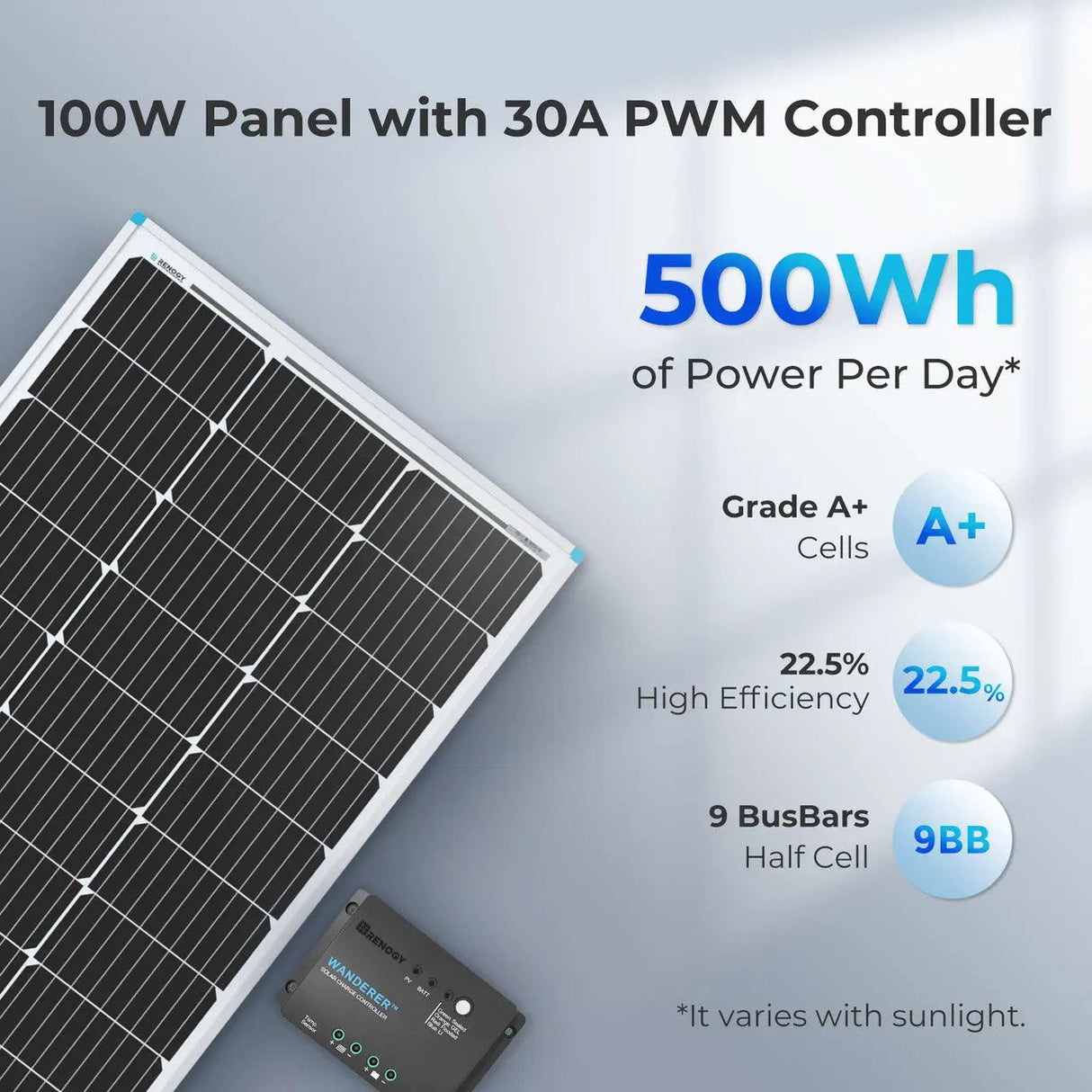 Starter Kit N-Type 100W 12V Solar Kit