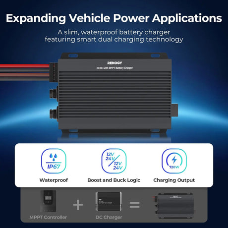 12V/24V IP67 50A DC-DC  Battery Charger with MPPT