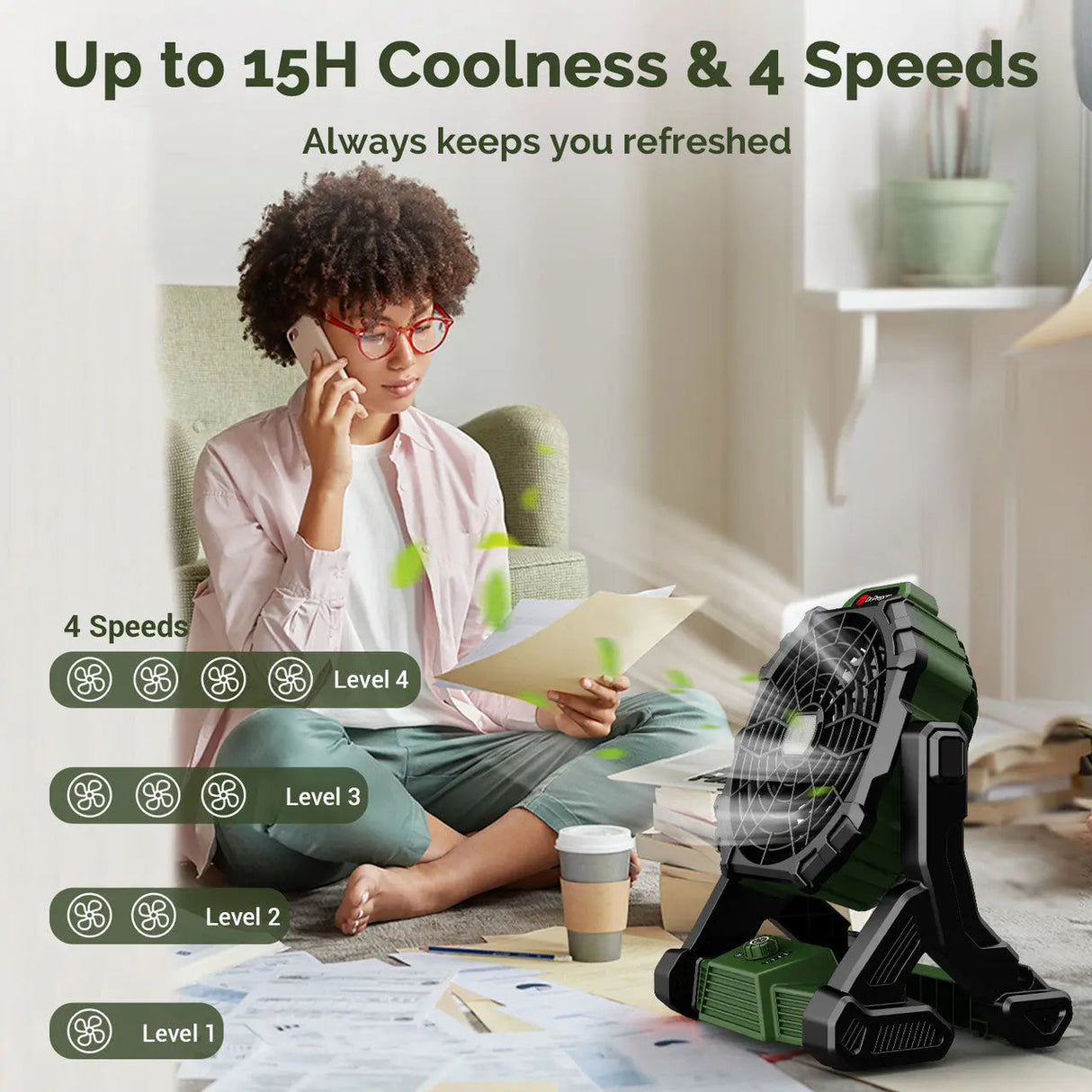 Dr.Prepare X35 Portable Camping Fan with LED Light