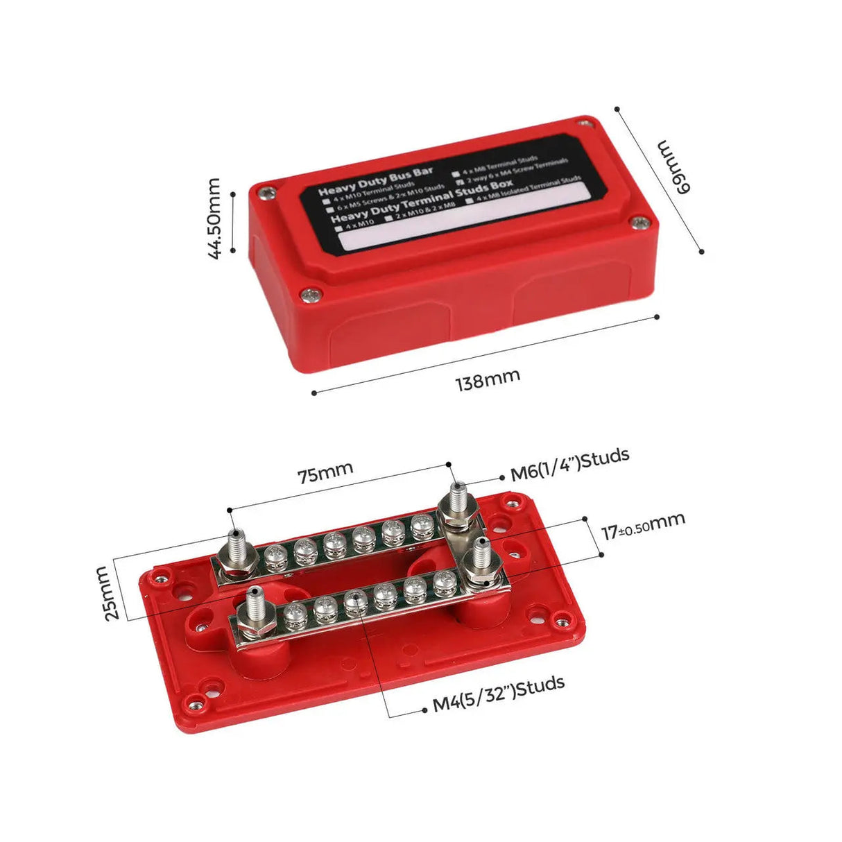 100A/300A  Red/Black Busbar