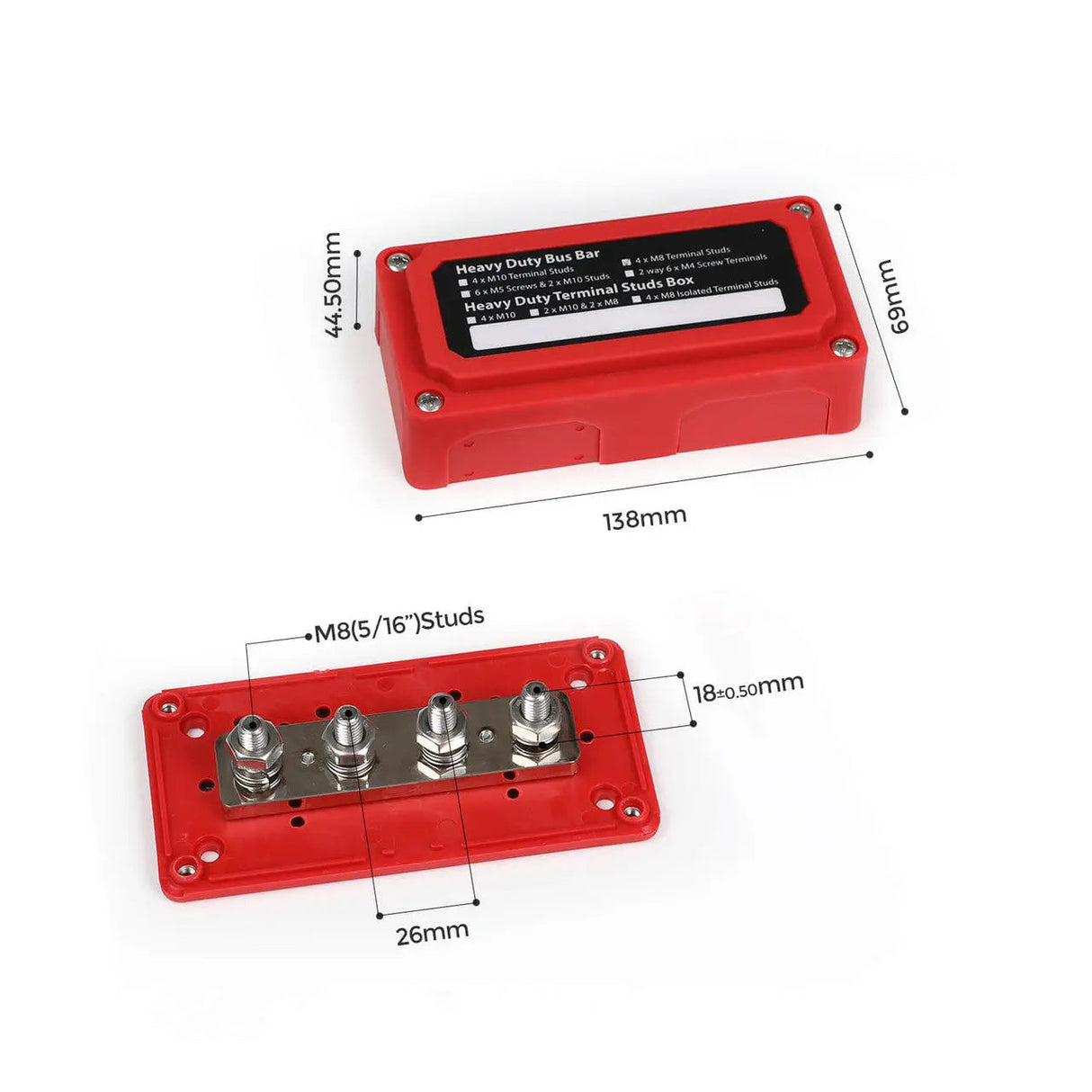 100A/300A  Red/Black Busbar