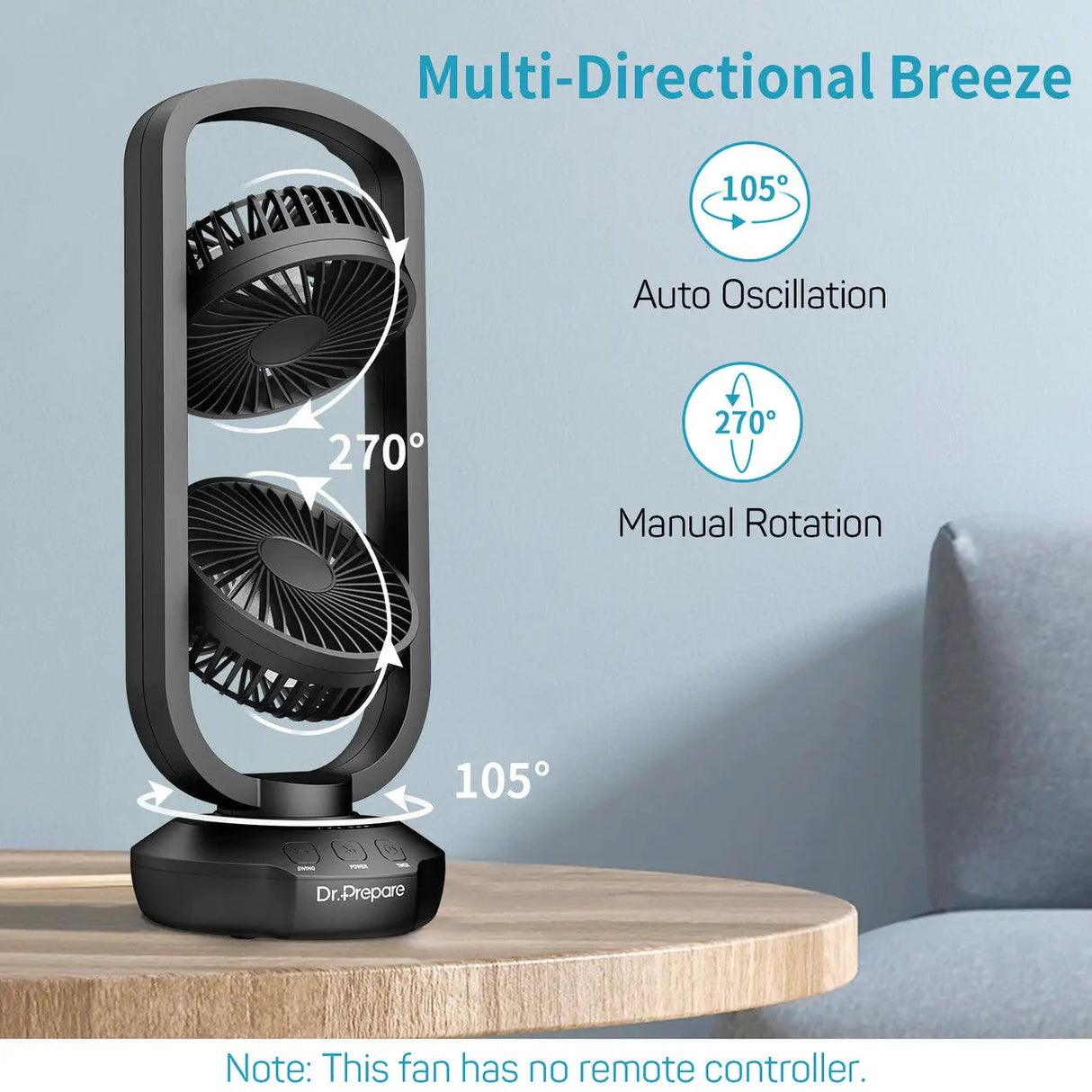 Dr.Prepare 15" Portable USB Desk Fan
