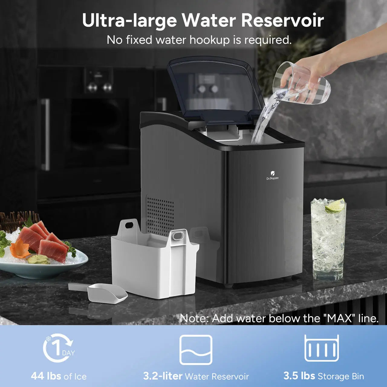 Dr.Prepare Countertop Nugget Ice Maker