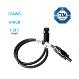 Solar Panel Extension Cable with Male to Female Solar Connectors (Single)