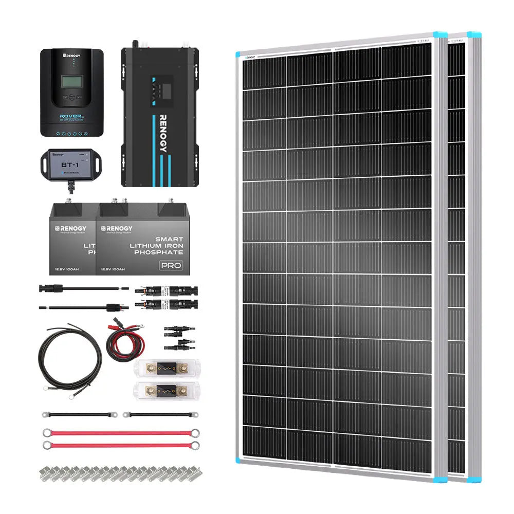 Essential Off-Grid Solar Kit 400W 12V | Optional 2.4kWh LiFePO4 Battery