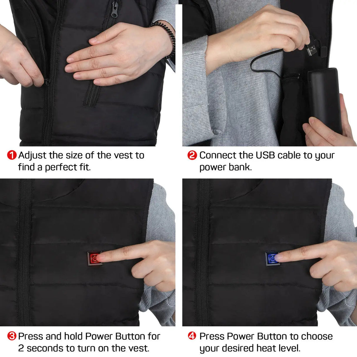 Dr.Prepare Unisex Heated Vest - 6 Heating Zones & Plus Size