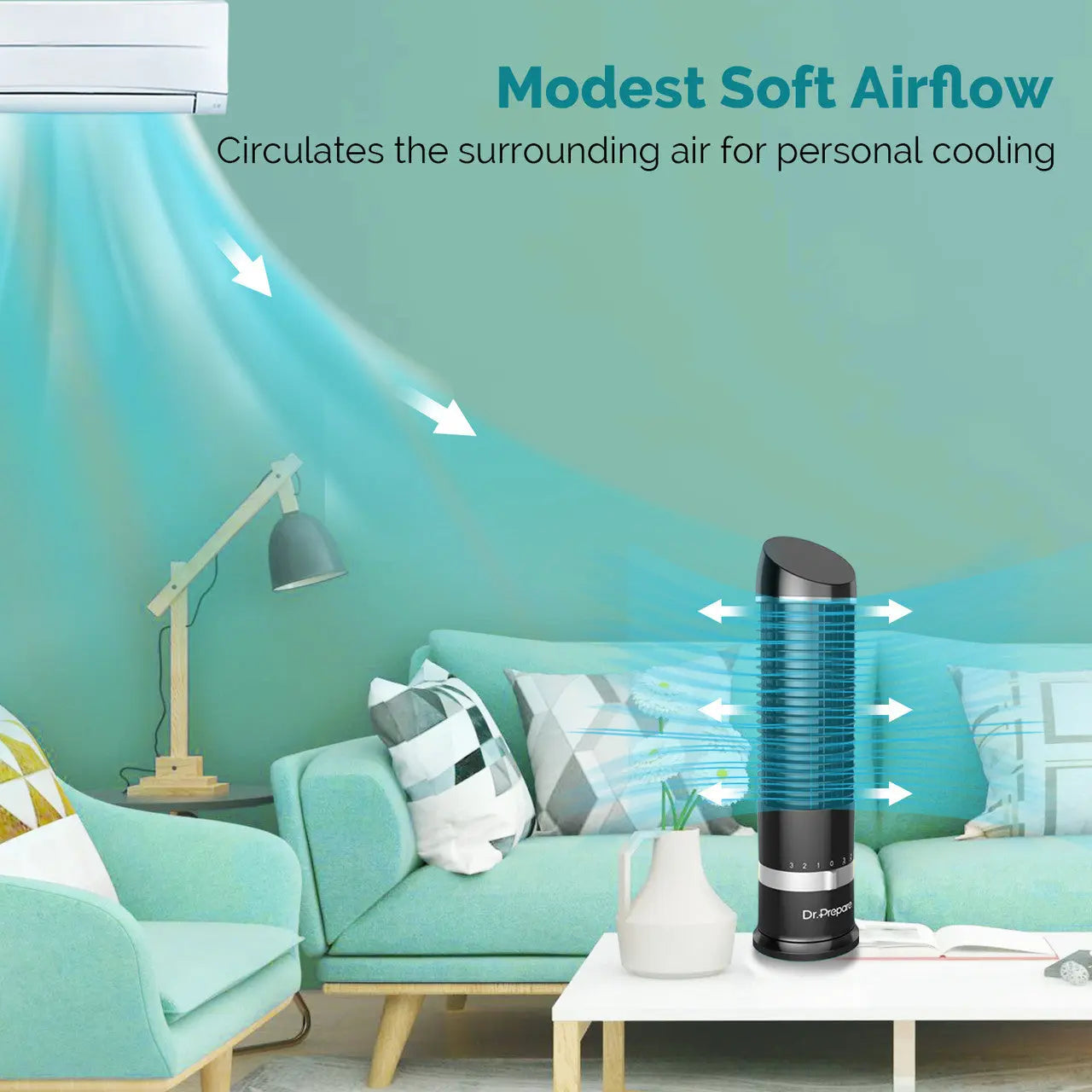DR.PREPARE 16in Oscillating Tower Fan