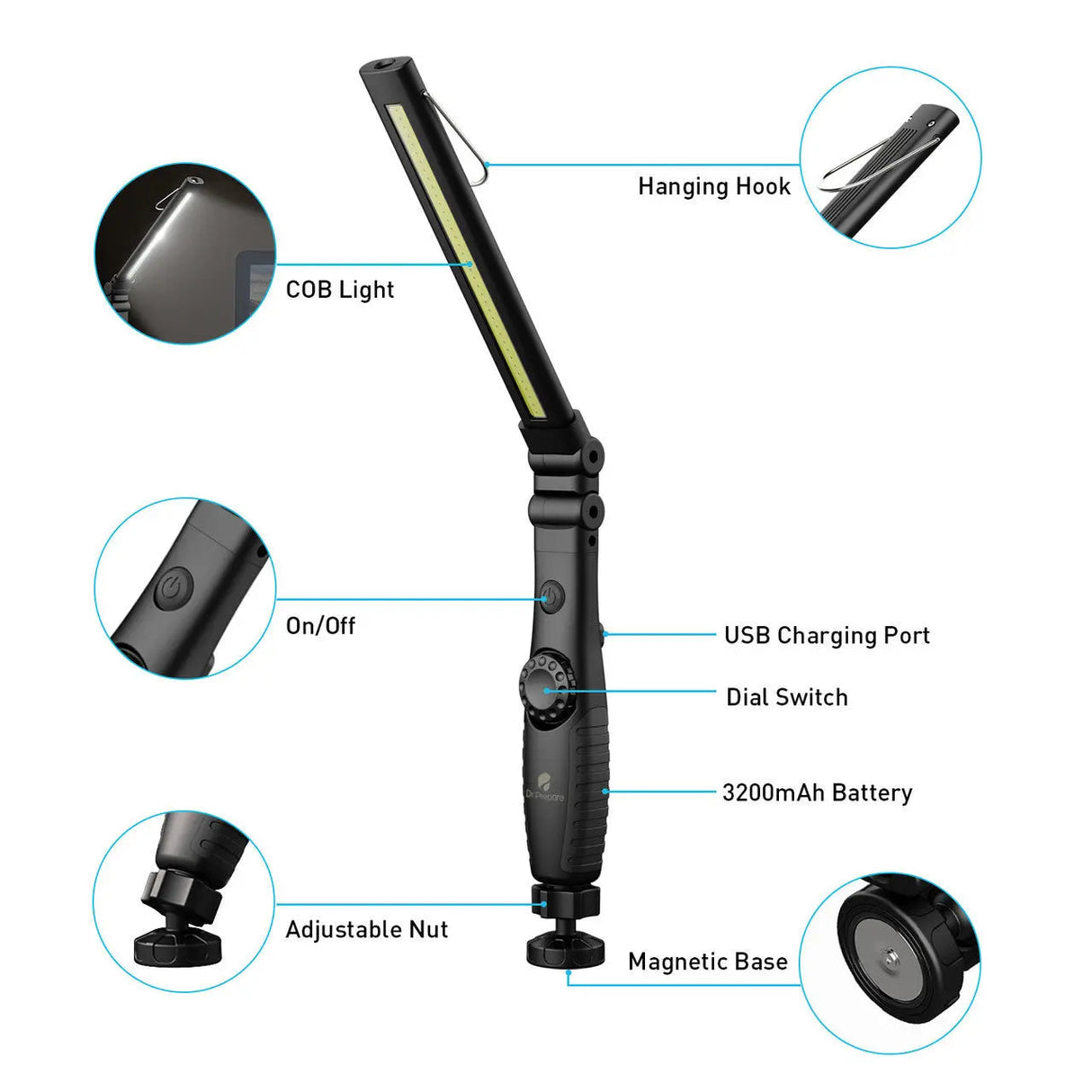 Dr. Prepare LED Work Light, 700 Lumens Rechargeable Work Light