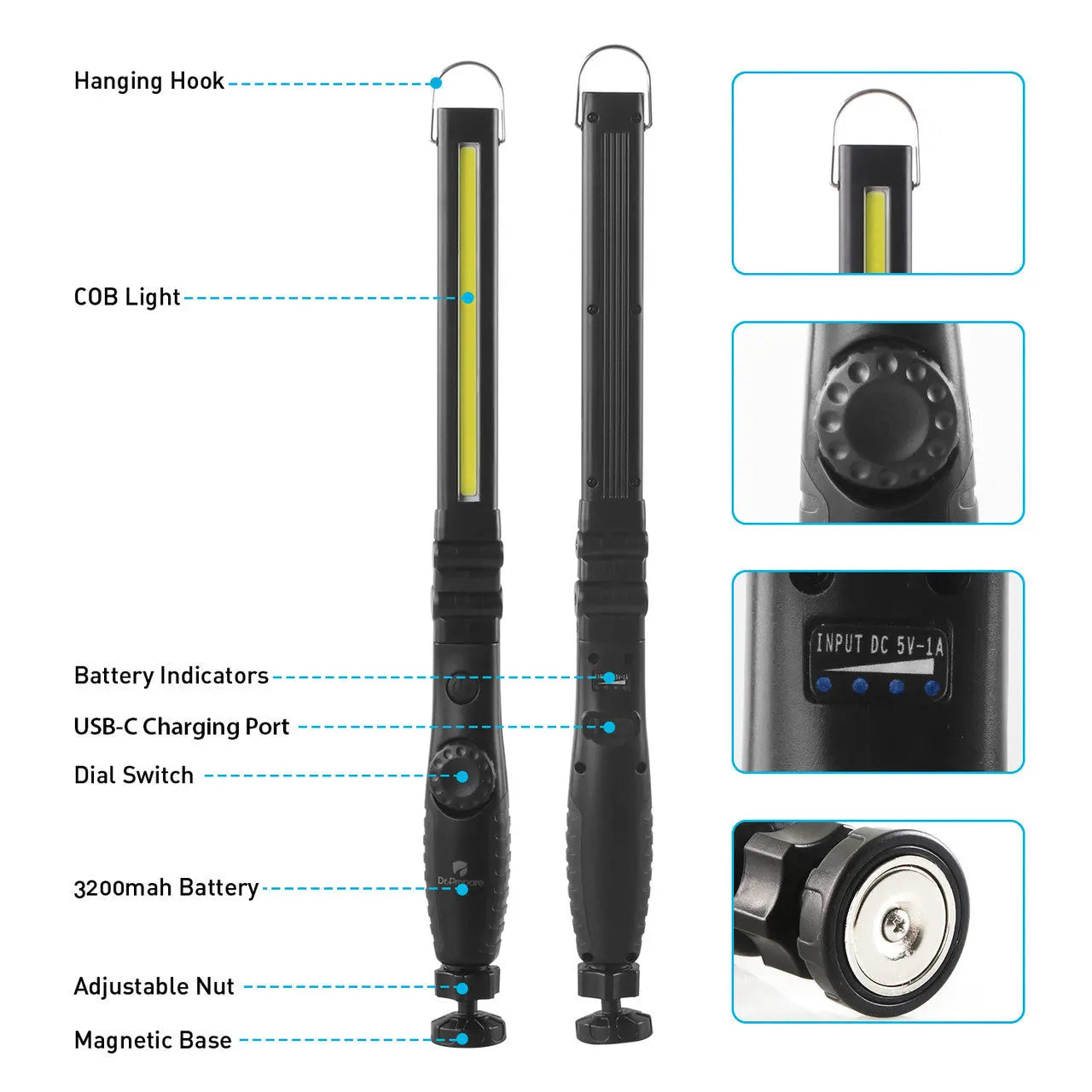 Dr. Prepare LED Work Light, 700 Lumens Rechargeable Work Light