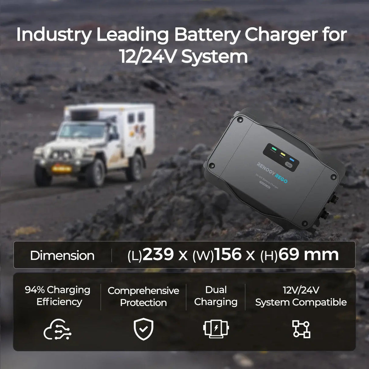 REGO 12V/24V 30A DC-DC Battery Charger