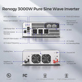 PUH 12V 3000W/2000W/1000W Pure Sine Wave Inverter with UPS Transfer Switch and Built-in Bluetooth