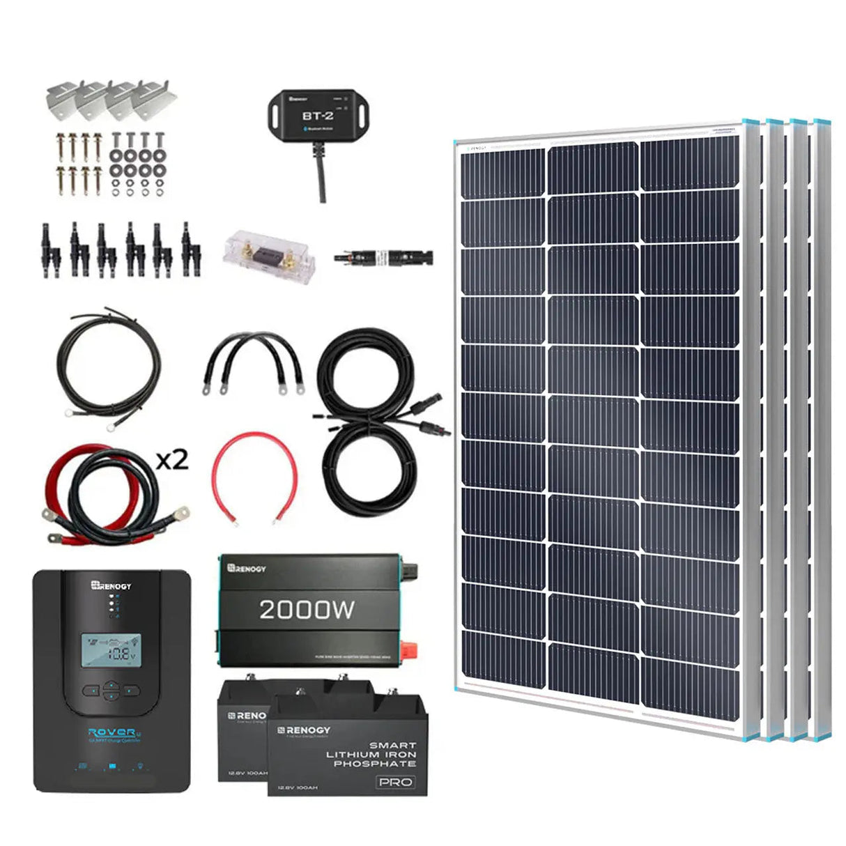 Complete RV Solar Kit 400W 12V | Optional 2.4kWh Deep-Cycle AGM / LiFePO4 Batteries