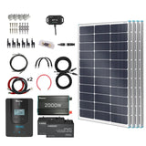 Complete RV Solar Kit 400W 12V | Optional 2.4kWh Deep-Cycle AGM / LiFePO4 Batteries