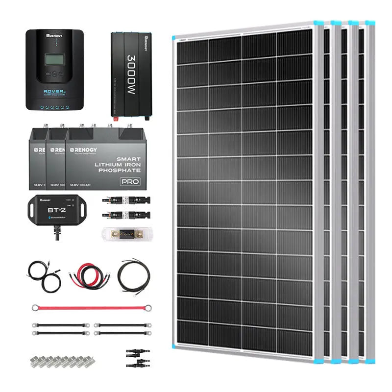 Essential Off-Grid Solar Kit 800W 12V | Optional 3.6kWh LiFePO4 Battery