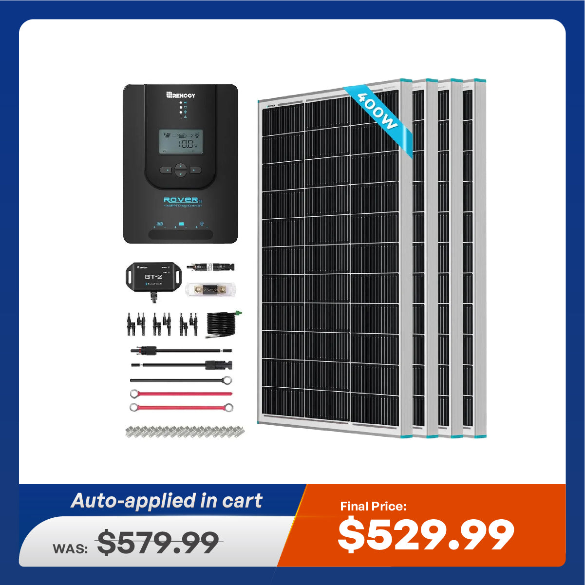 Premium RV Solar Kit 400W 12V | Optional Smart Monitoring